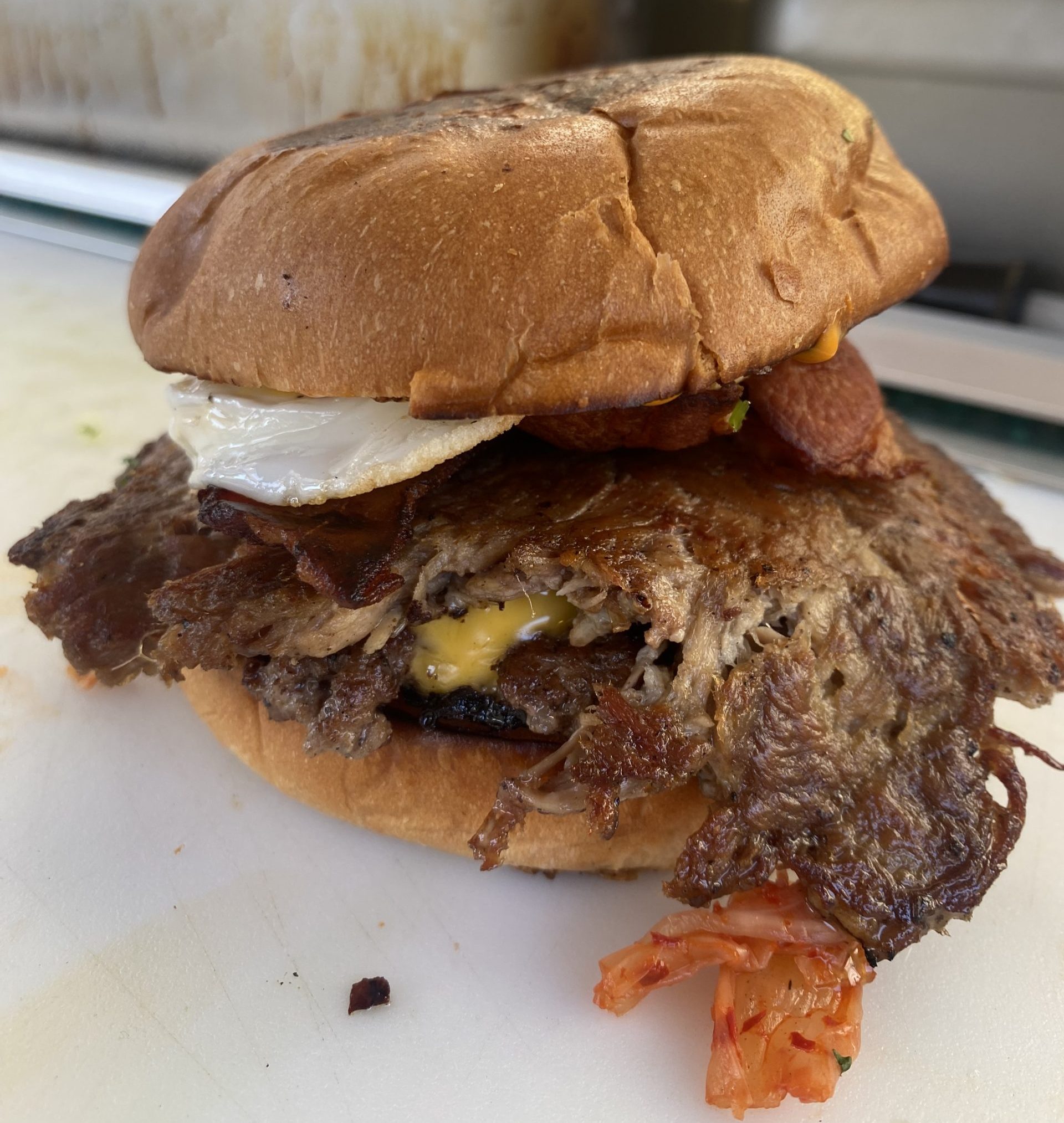 Kimchi Burger with egg
